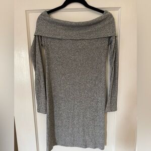 Gray Off-Shoulder Knit Dress